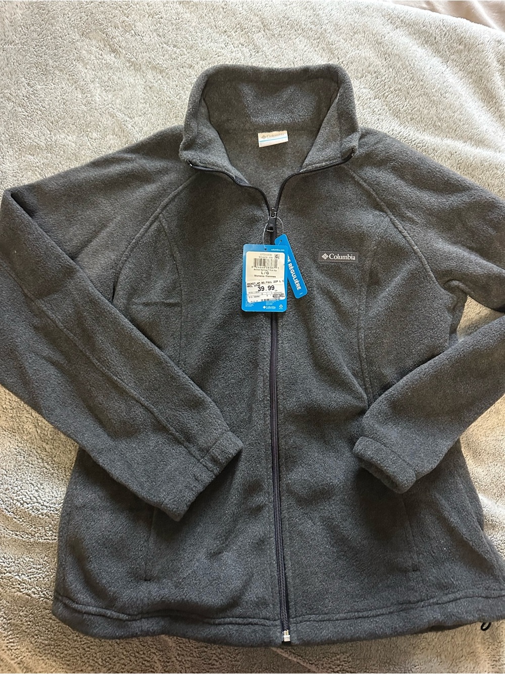 Columbia Benton Springs Full Zip Fleece Jacket Fleece Gray Large NWT